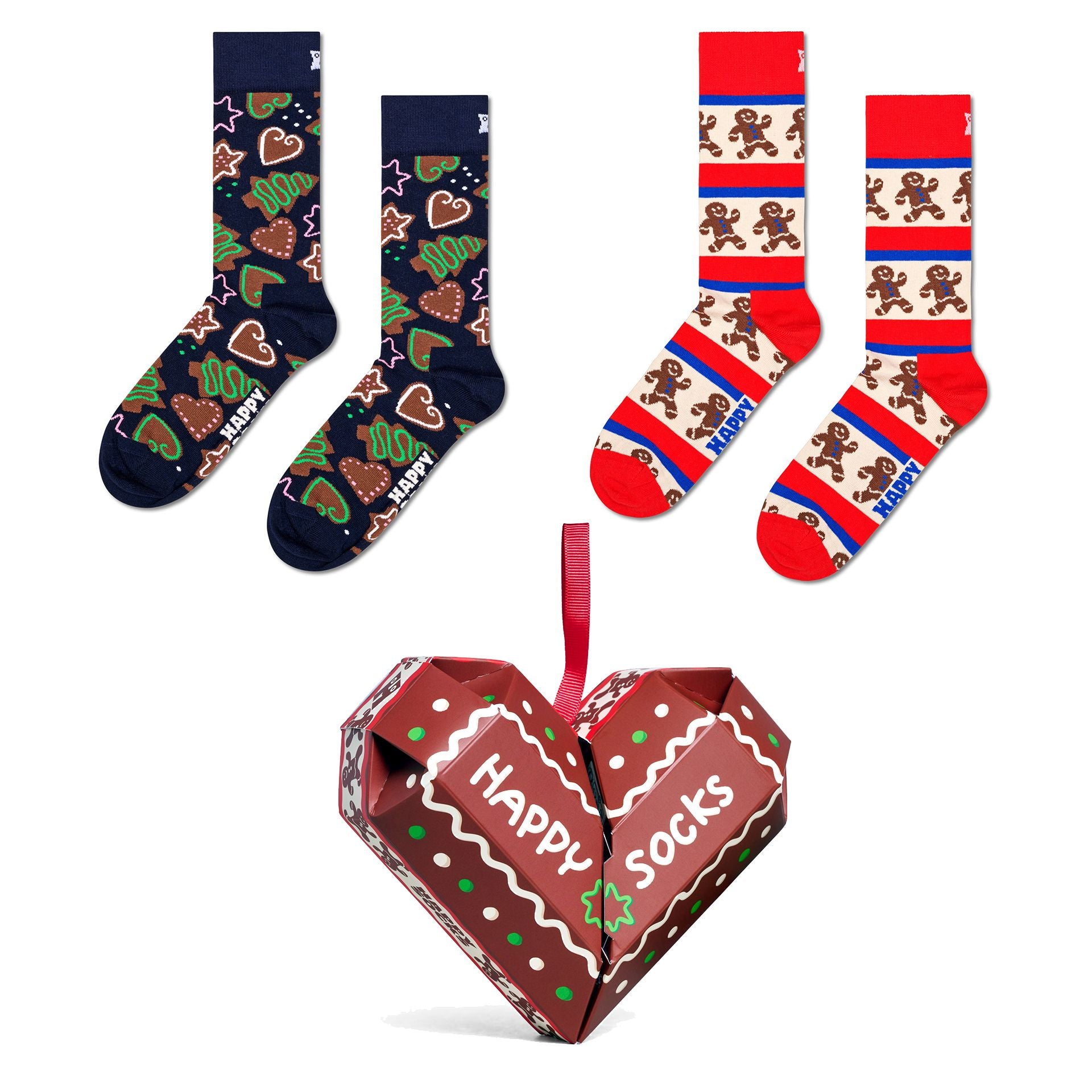 2-Pack Gingerbread Heart Socks